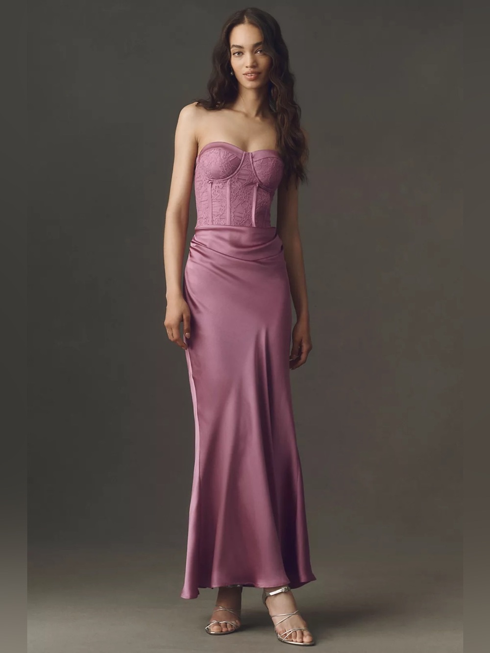 BHLDN Satin Corset Maxi Dress